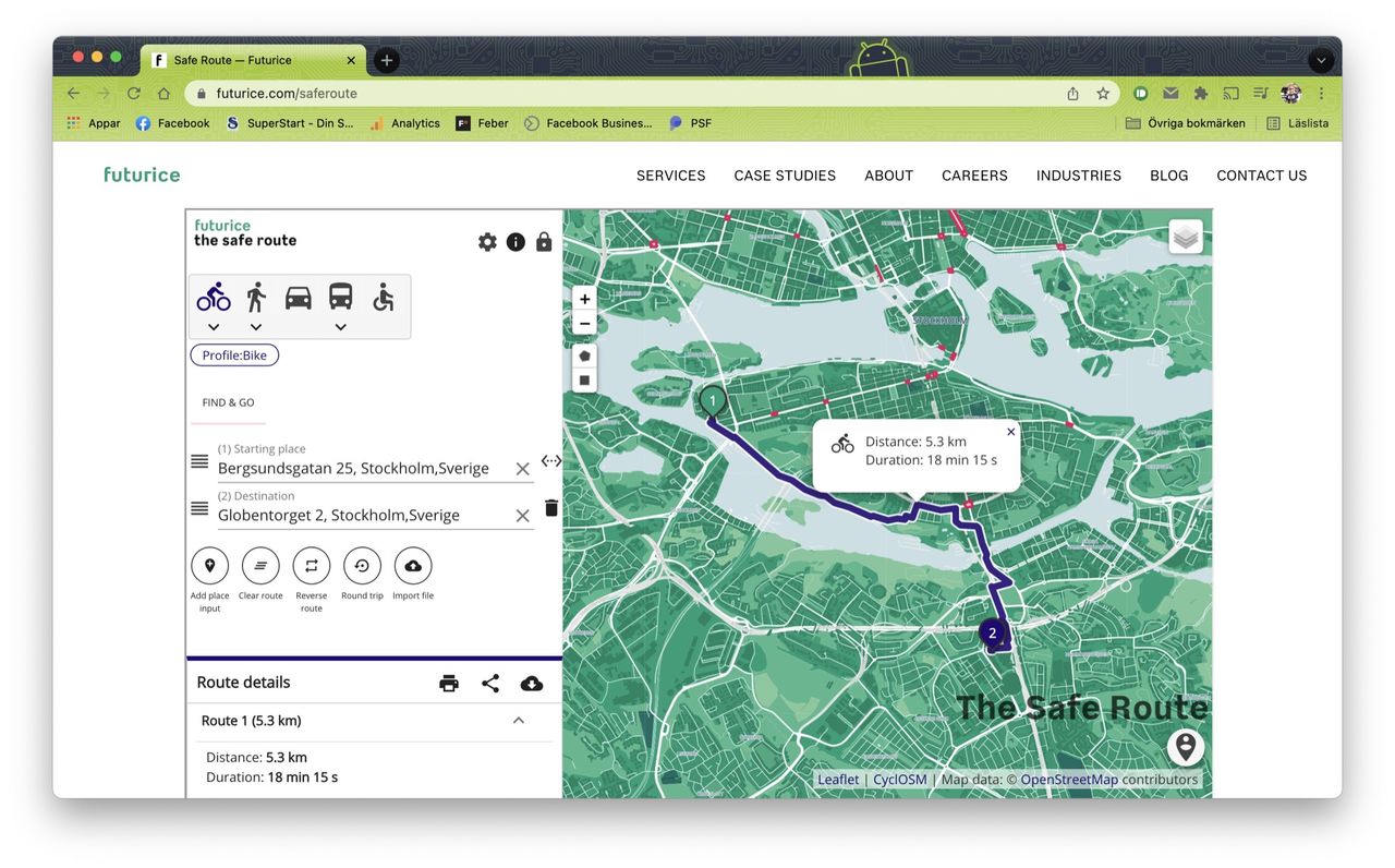 Ny tjänst försöker hitta säkraste cykelvägen