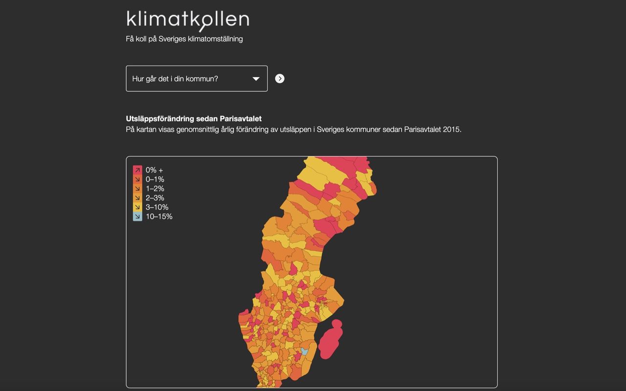 Klimatkollen är en ny sajt för att se Sveriges klimatomställning