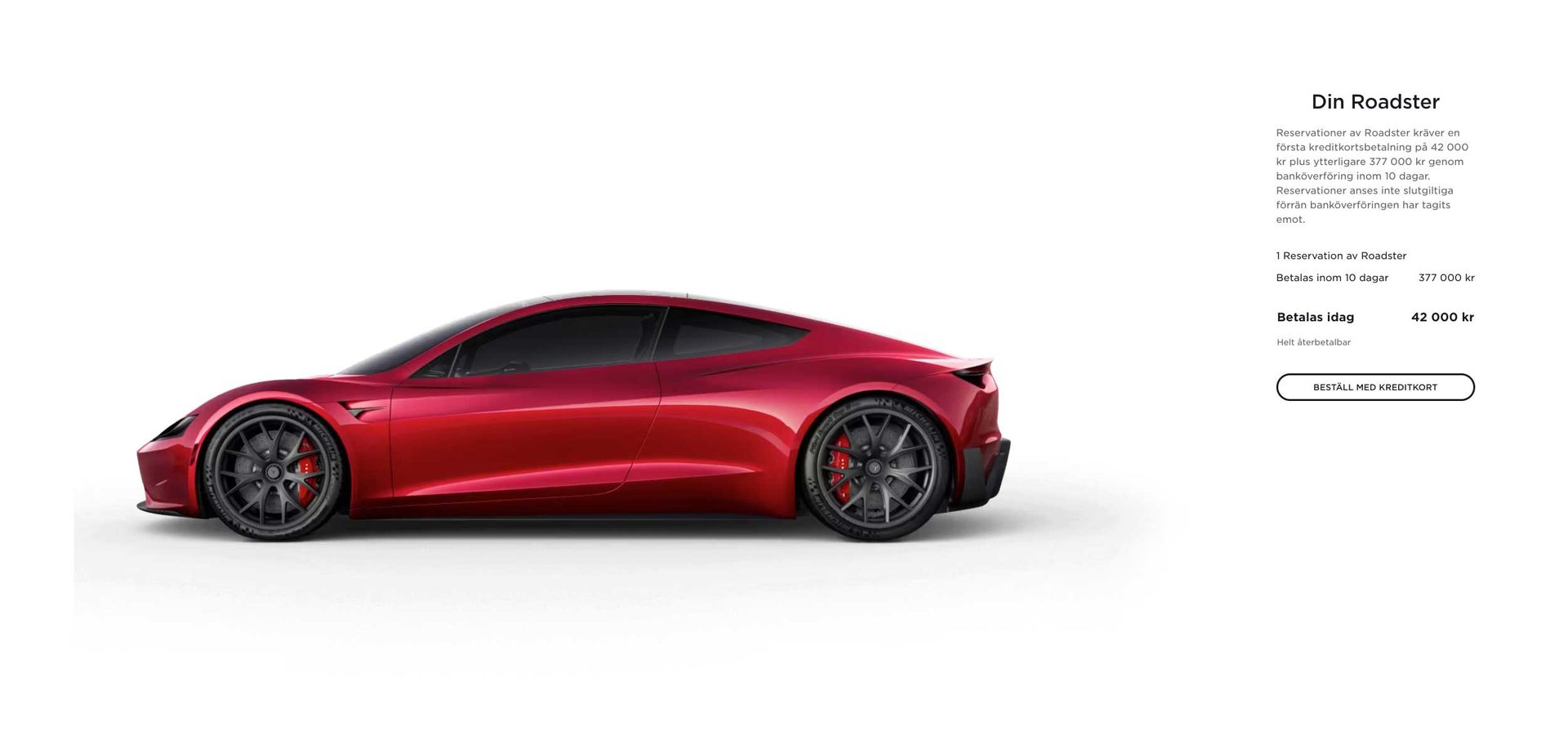 Nu kan du beställa en Tesla Roadster