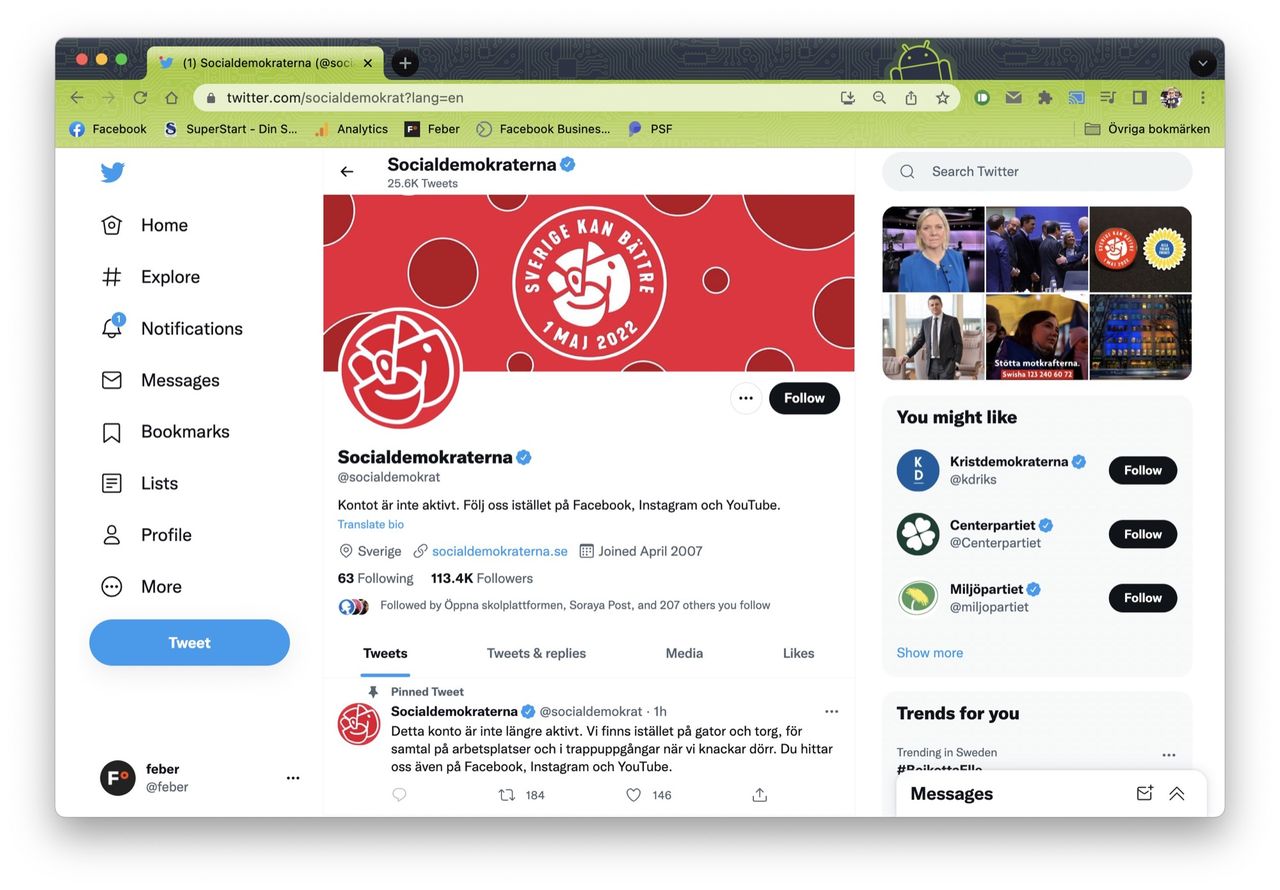 Socialdemokraterna säger hejdå till Twitter
