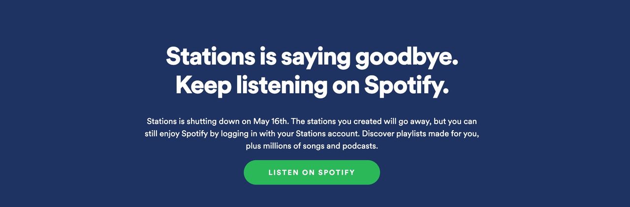Spotify lägger ner Stations den 16 maj
