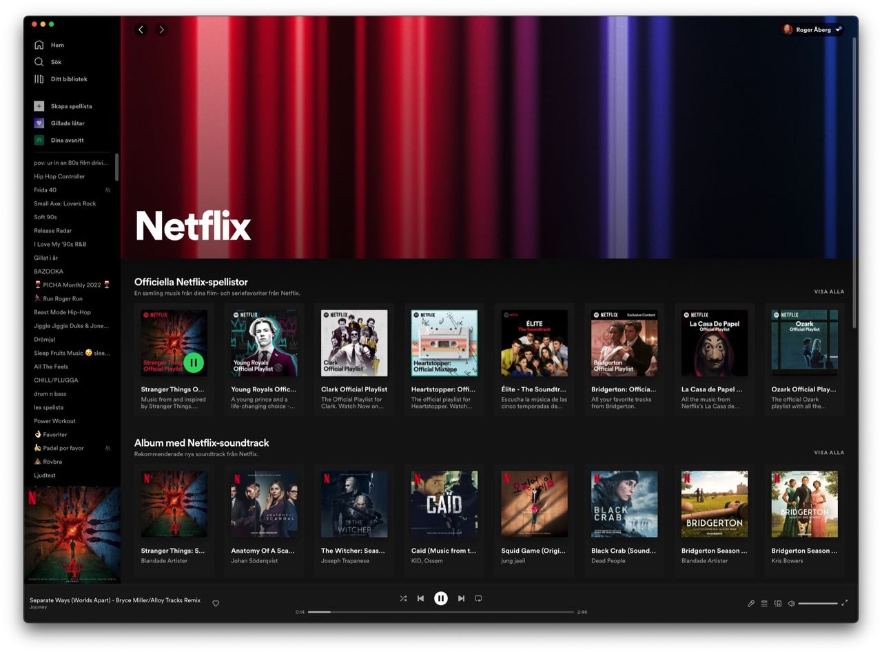 Spotify fixar avdelning med musik från Netflix