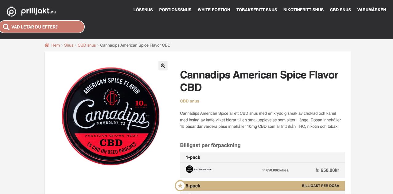 Tjänst hittar billigast snus