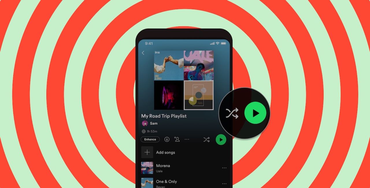 Spotify får separata knappar för play och shuffle