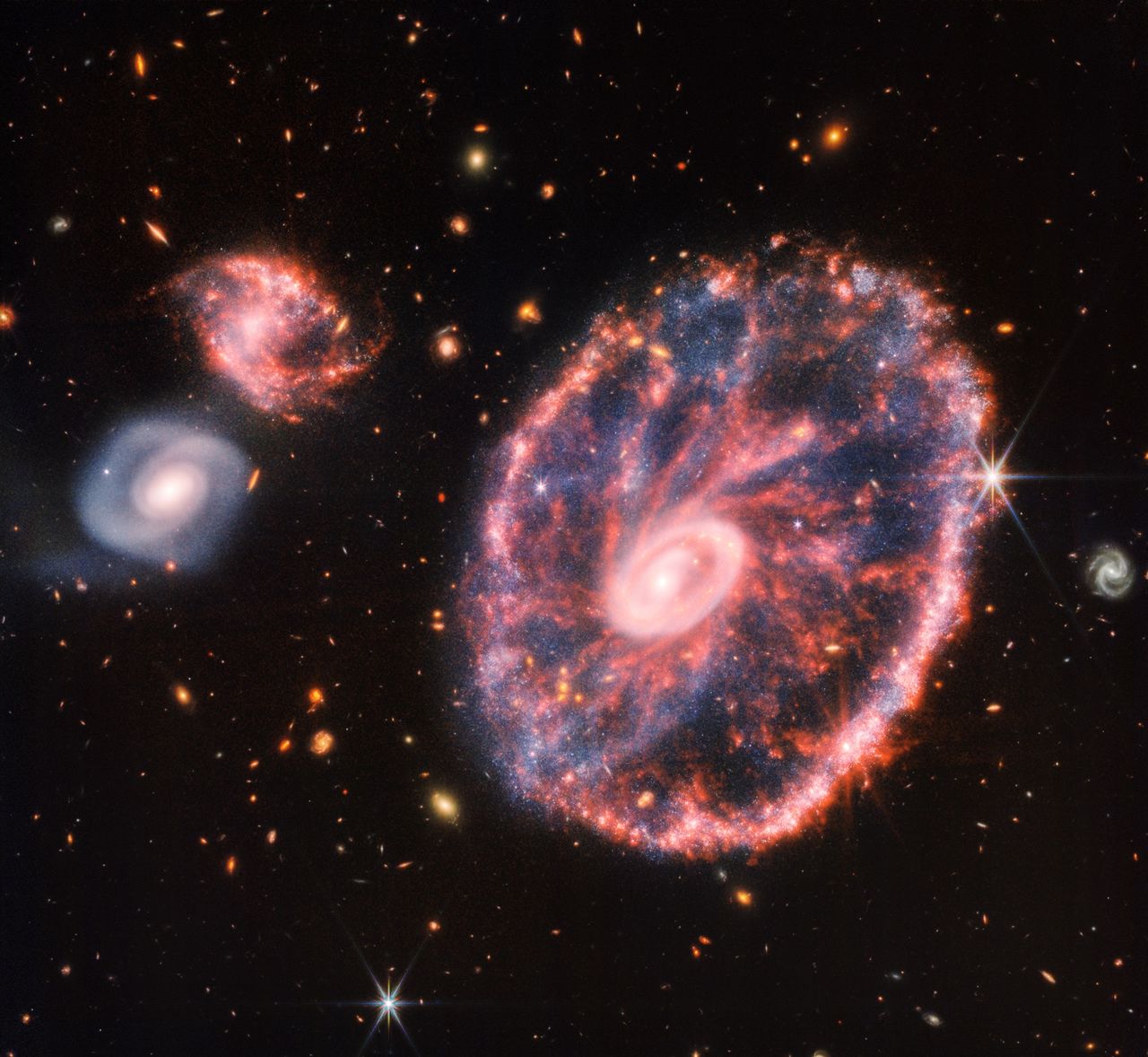 James Webb-teleskopet har fotat Vagnhjulsgalaxen