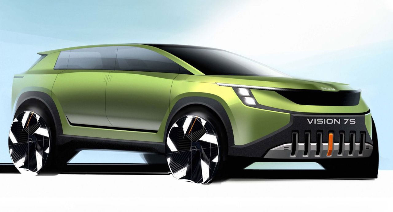 Skoda släpper första skisserna på Vision 7S Concept