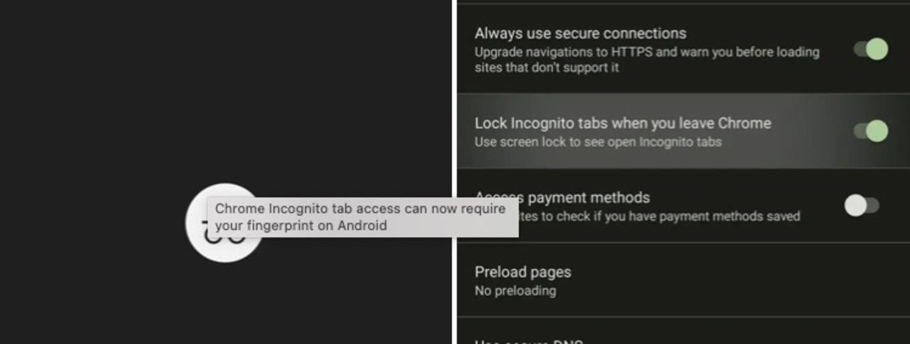 Nu går det att låsa inkognitoflikar med ditt fingeravtryck