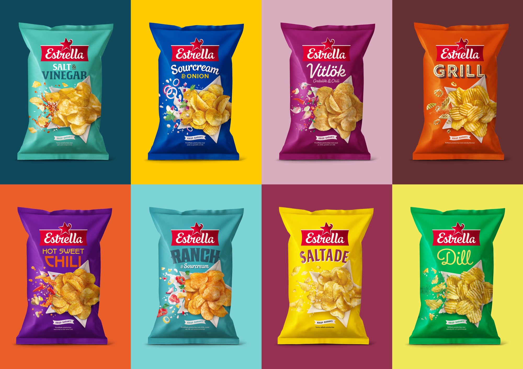 Estrellas påsar får ny design. Lite renare. Tjock / Strupen