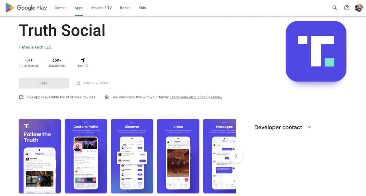 Google släpper in Truth Social i Google Play
