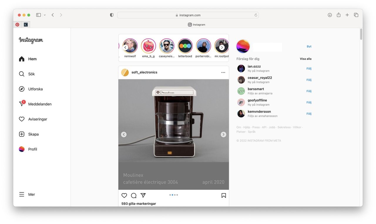 Instagram på webben får ny design