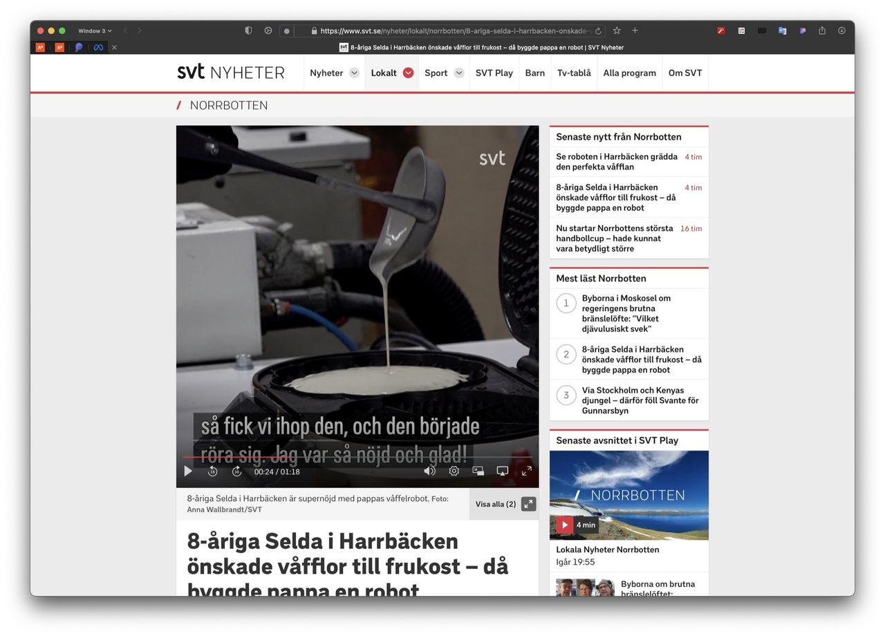 Jens byggde en våffelrobot åt sina barn