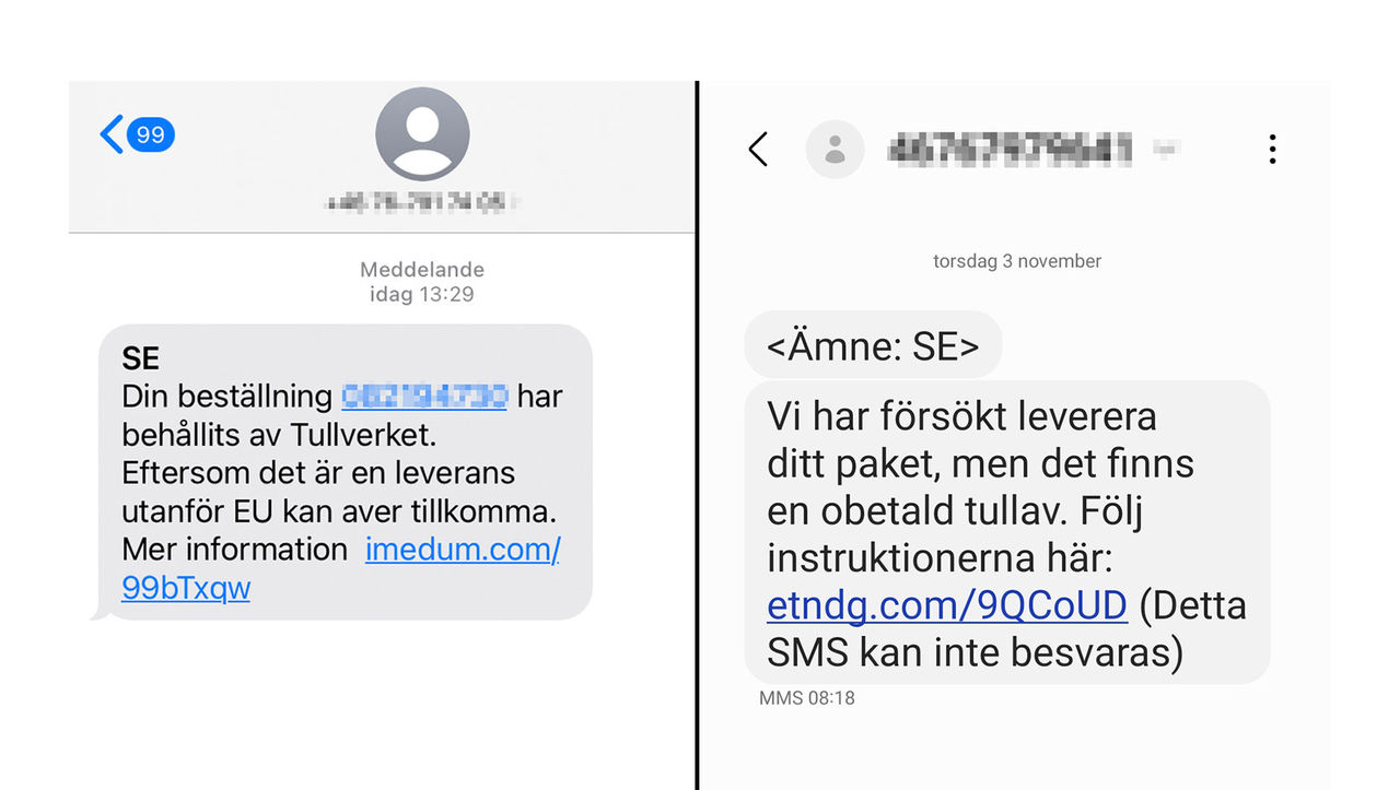 Tullverket varnar allmänheten för bluff-sms