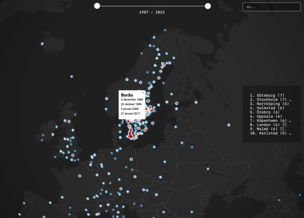 En interaktiv På spåret-karta