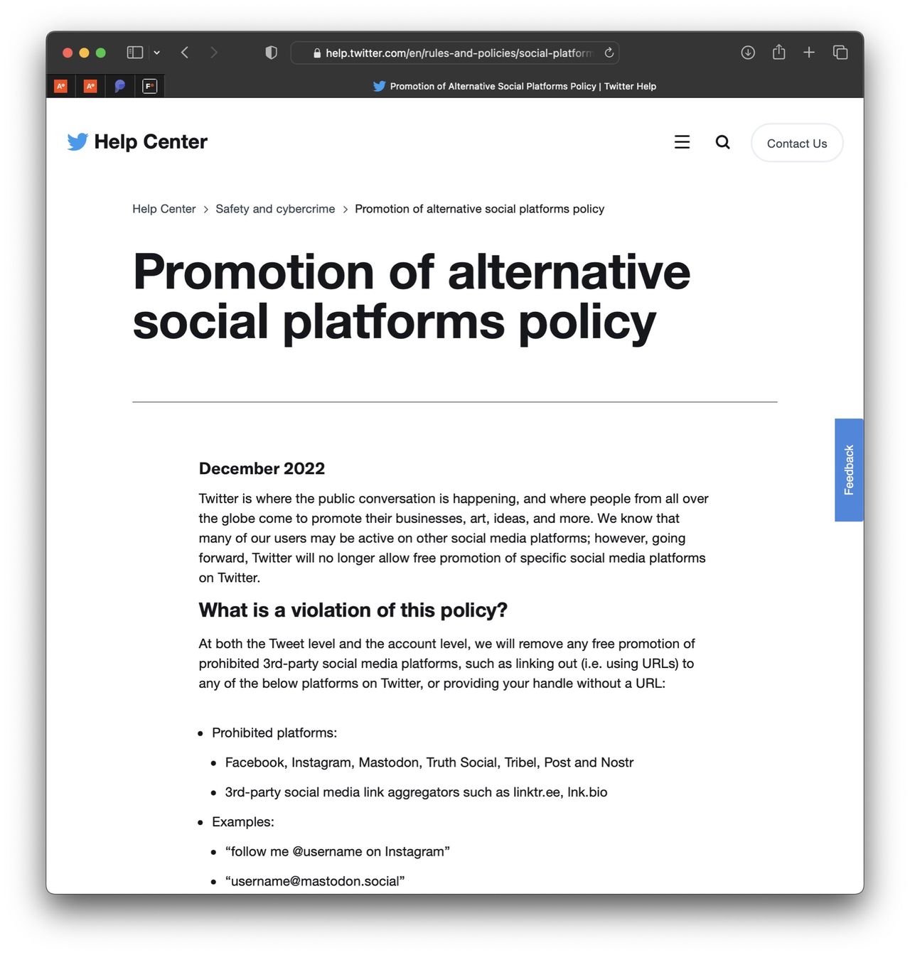 Twitter förbjuder länkar till andra sociala plattformar