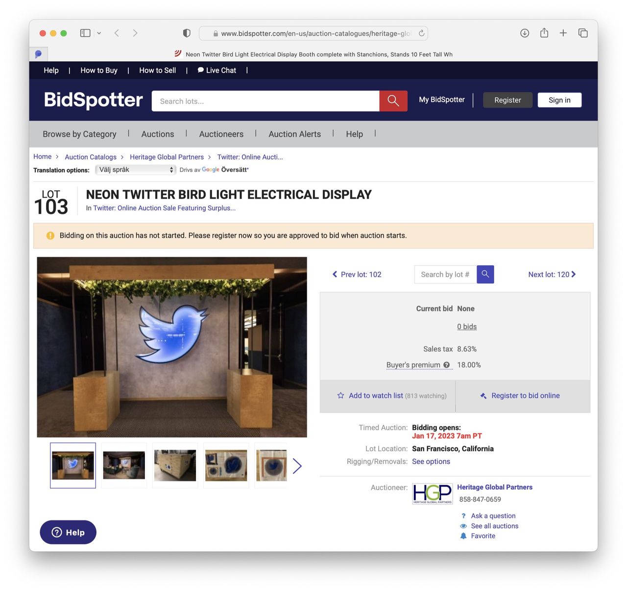 Nu säljs inventarier från Twitter-kontoret