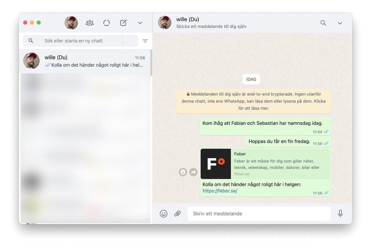 Nu kan du messa dig själv med WhatsApp