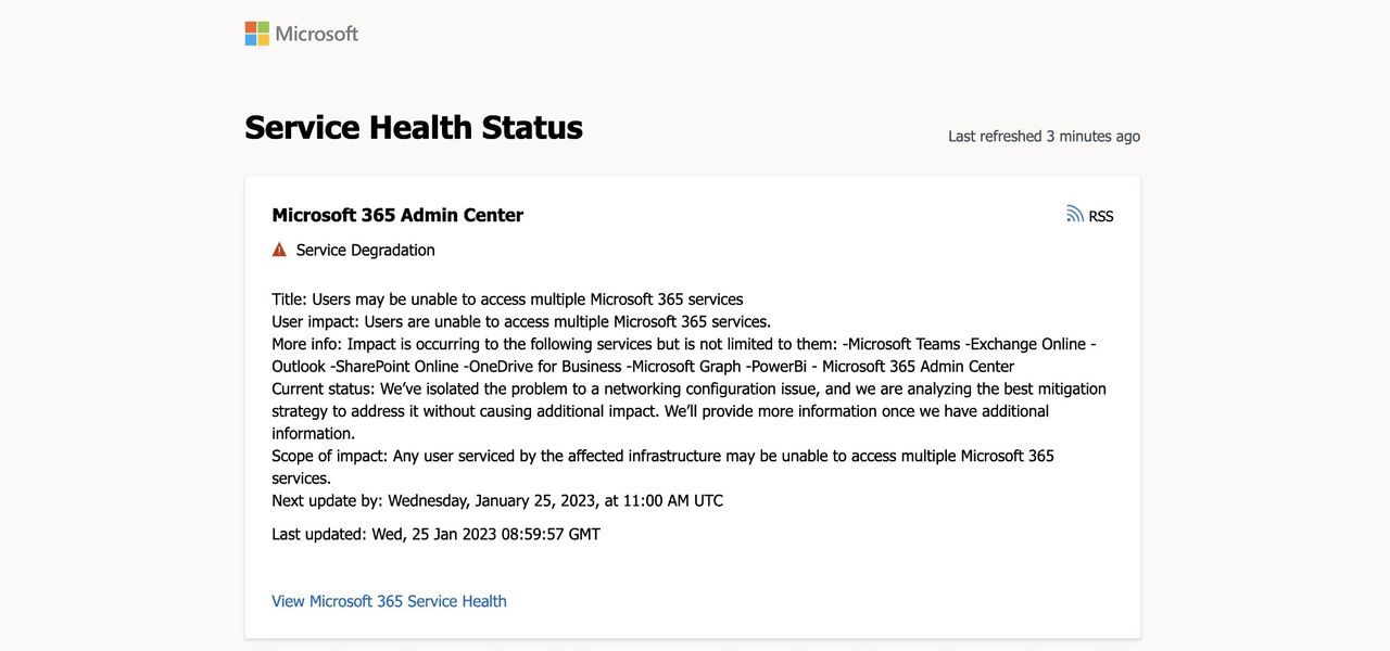 Störningar i flera av Microsofts tjänster