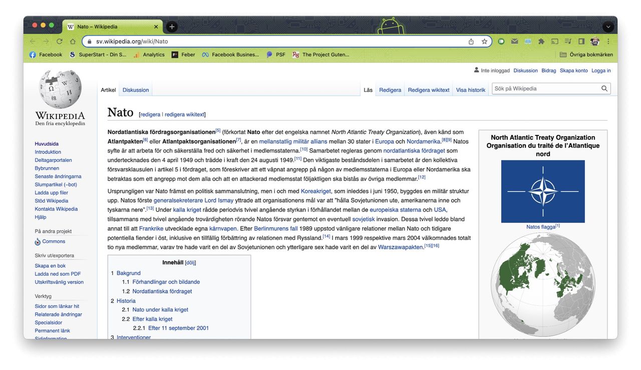Nato mest besökta sidan på svenska Wikipedia förra året
