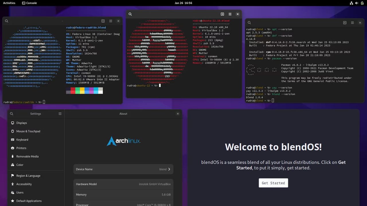 Blanda linux-distar med blendOS 