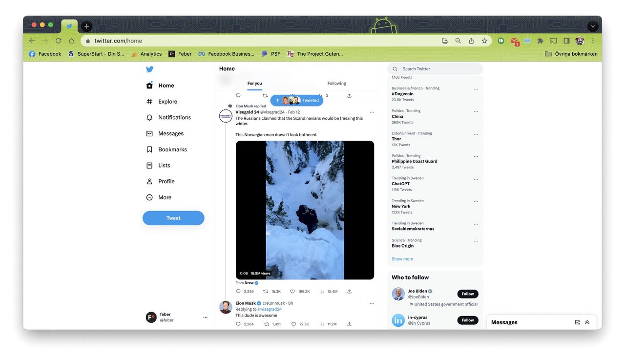 Elon Musks tweets verkar helt ha tagit över Twitter