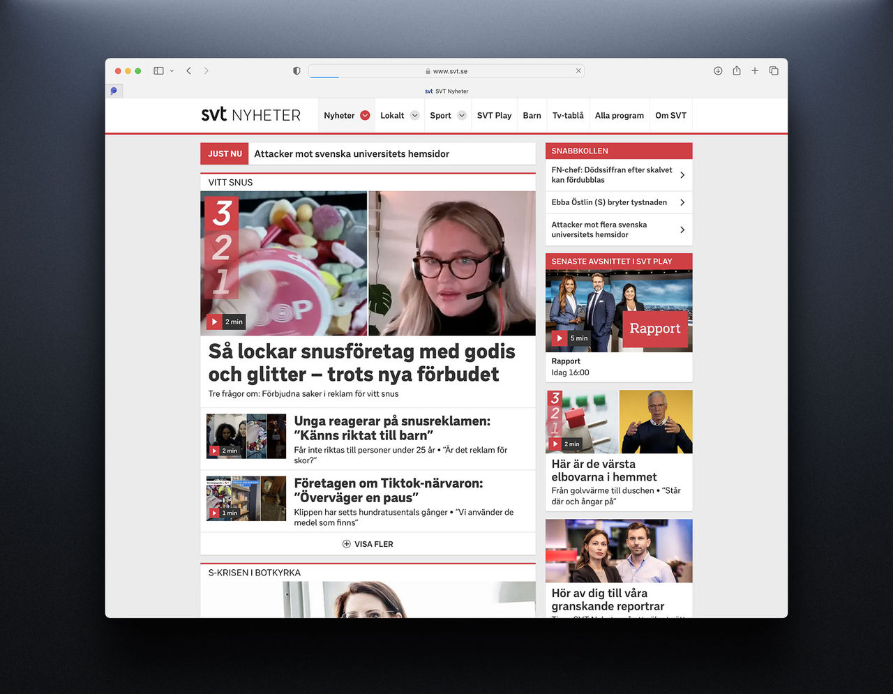 Svt.se är knappt nåbar