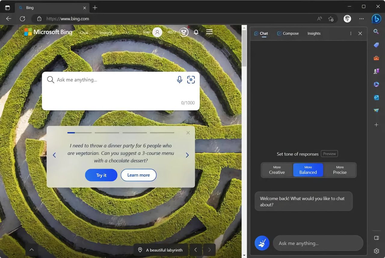 Skarpa Microsoft Edge får Bing AI