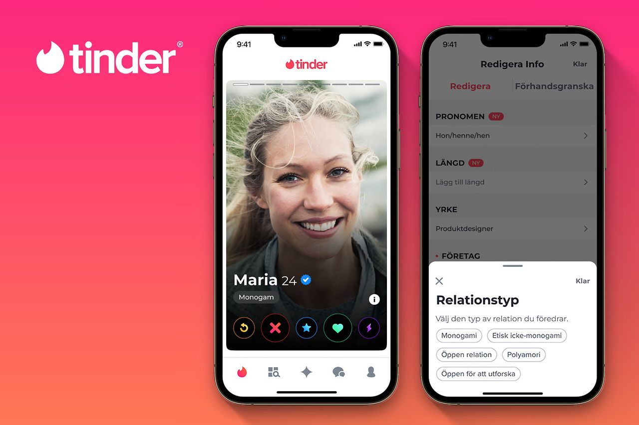 Tinder lanserar funktion för att visa din relationstyp