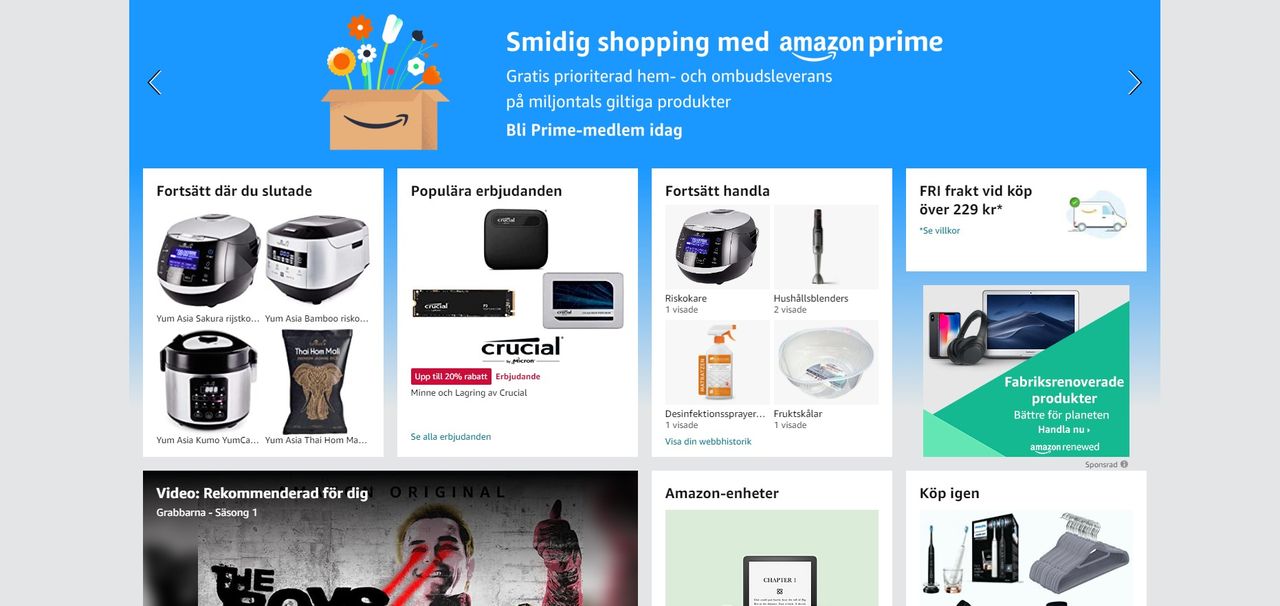 Amazon.se tuffar på