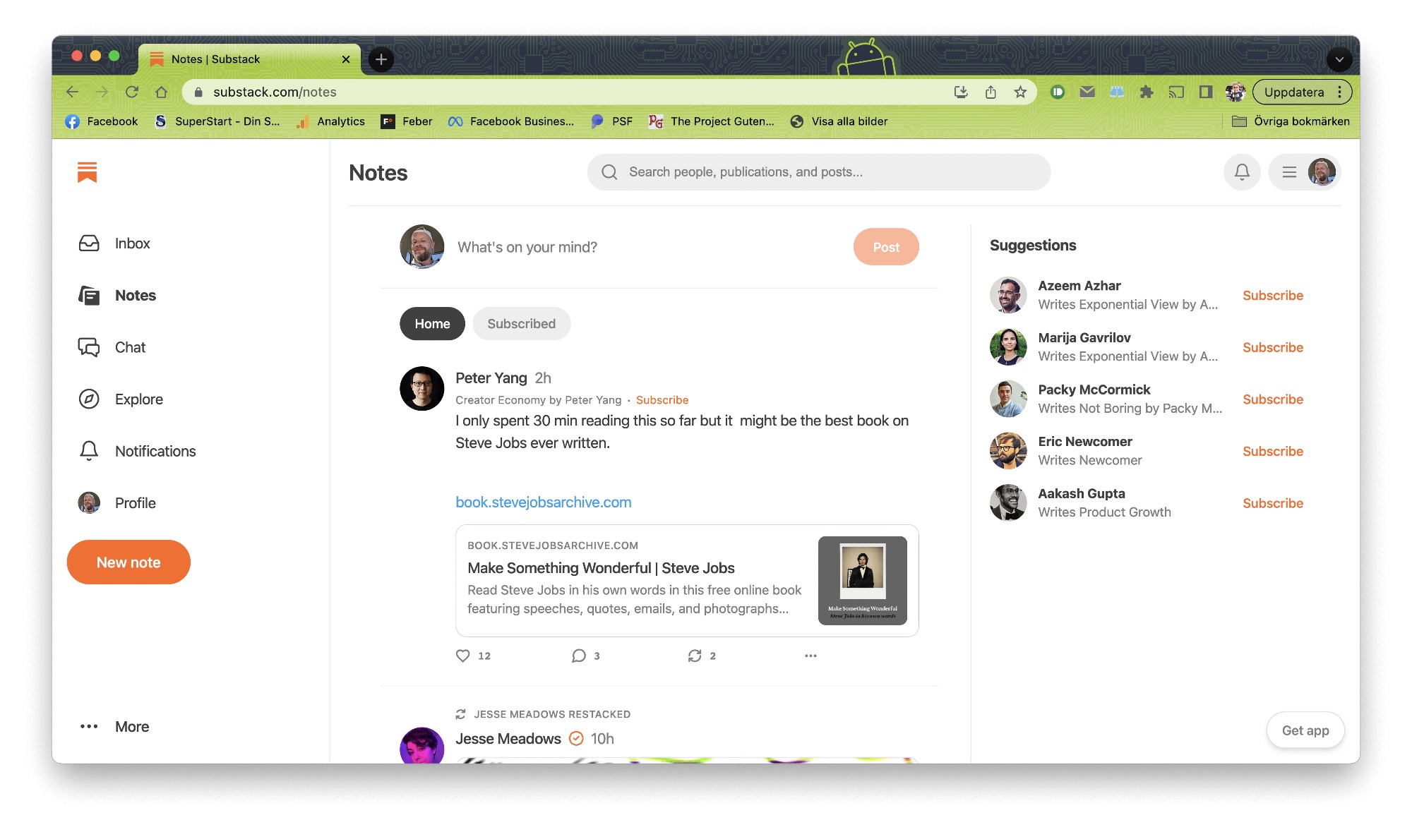 Substack launches Notes.  Newsletter service launches competitor Twitter.