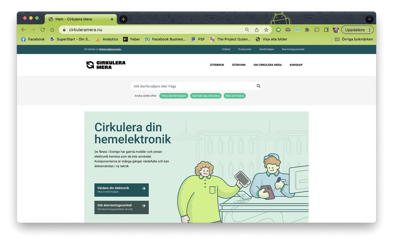 Återvinn och återbruka hemelektronik med Cirkulera Mera