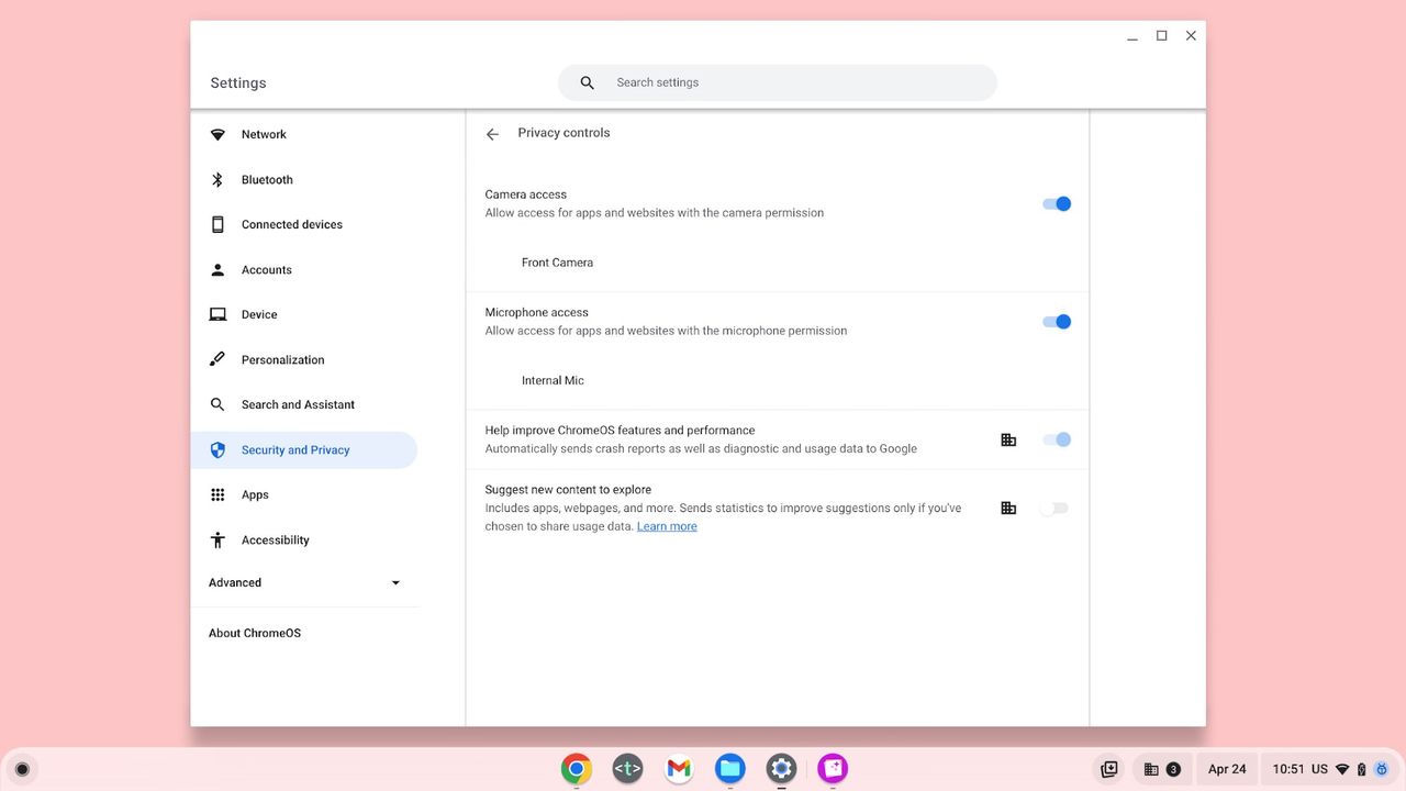 ChromeOS får nya integritetskontroller för kamera och mikrofon