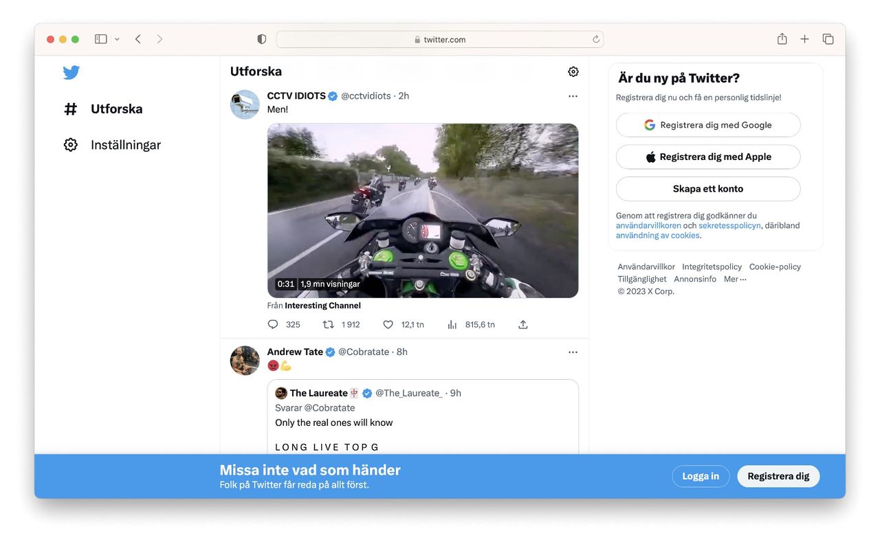 Nu måste man vara inloggad på Twitter för att kunna söka