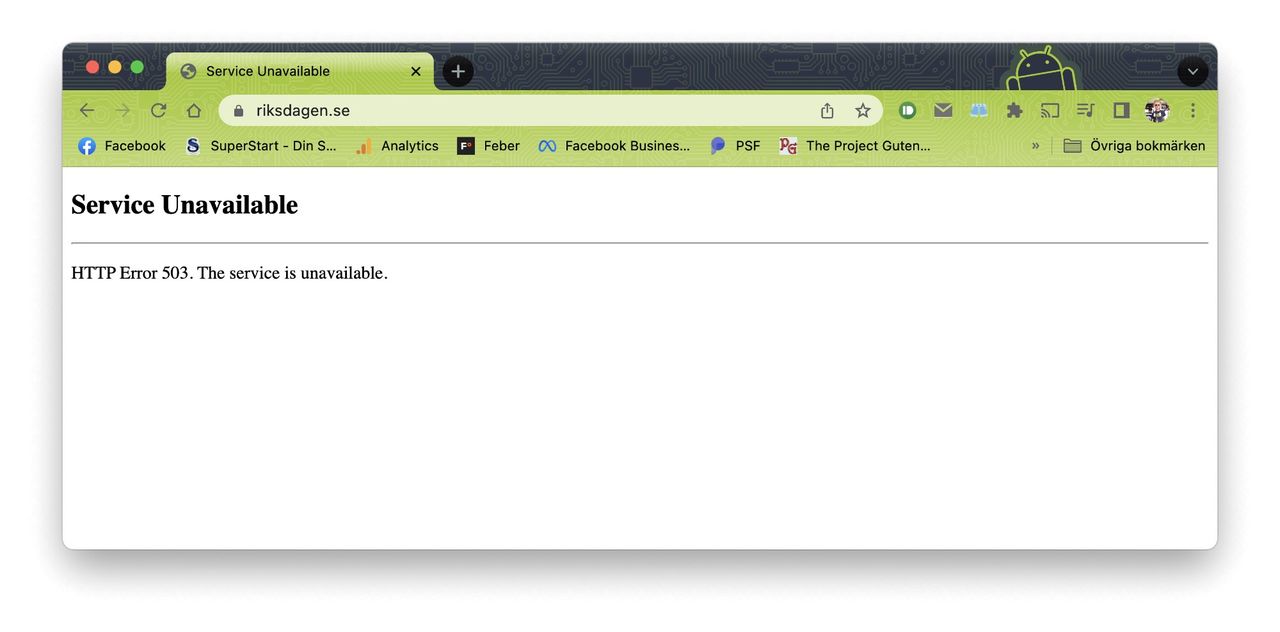 Riksdagen.se ligger nere