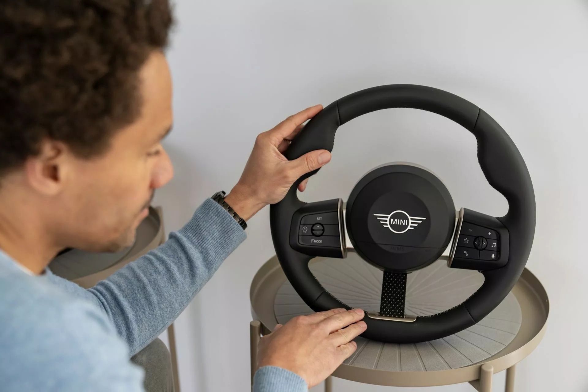 This is the steering wheel in the new Mini