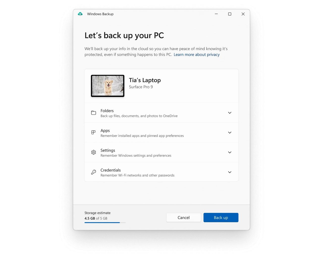 Windows 11 gets cloud backup