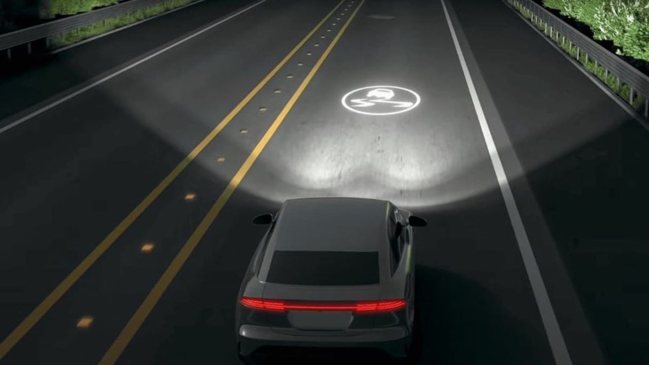 Hyundai's new headlights project information onto the road