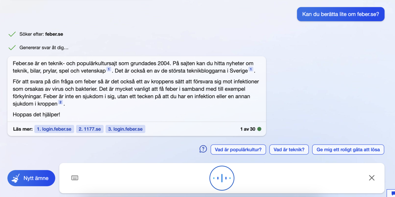 Desktopversionen av Bings AI-chatt får en röst
