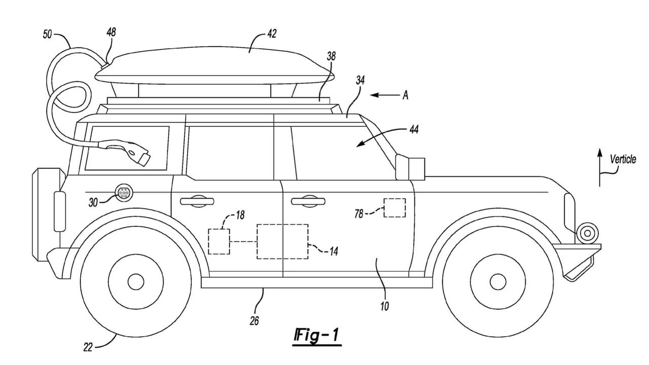 Ford patents battery in roof box