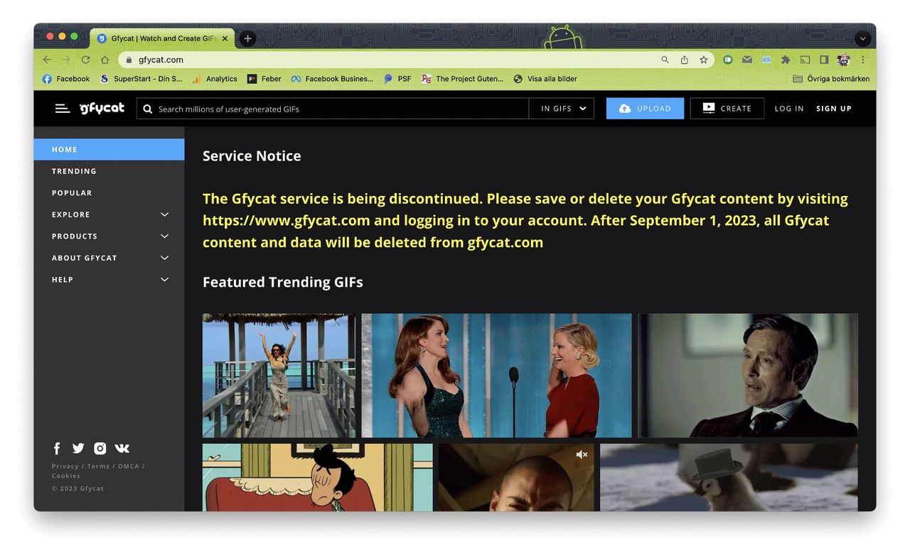 Gfycat stänger ner