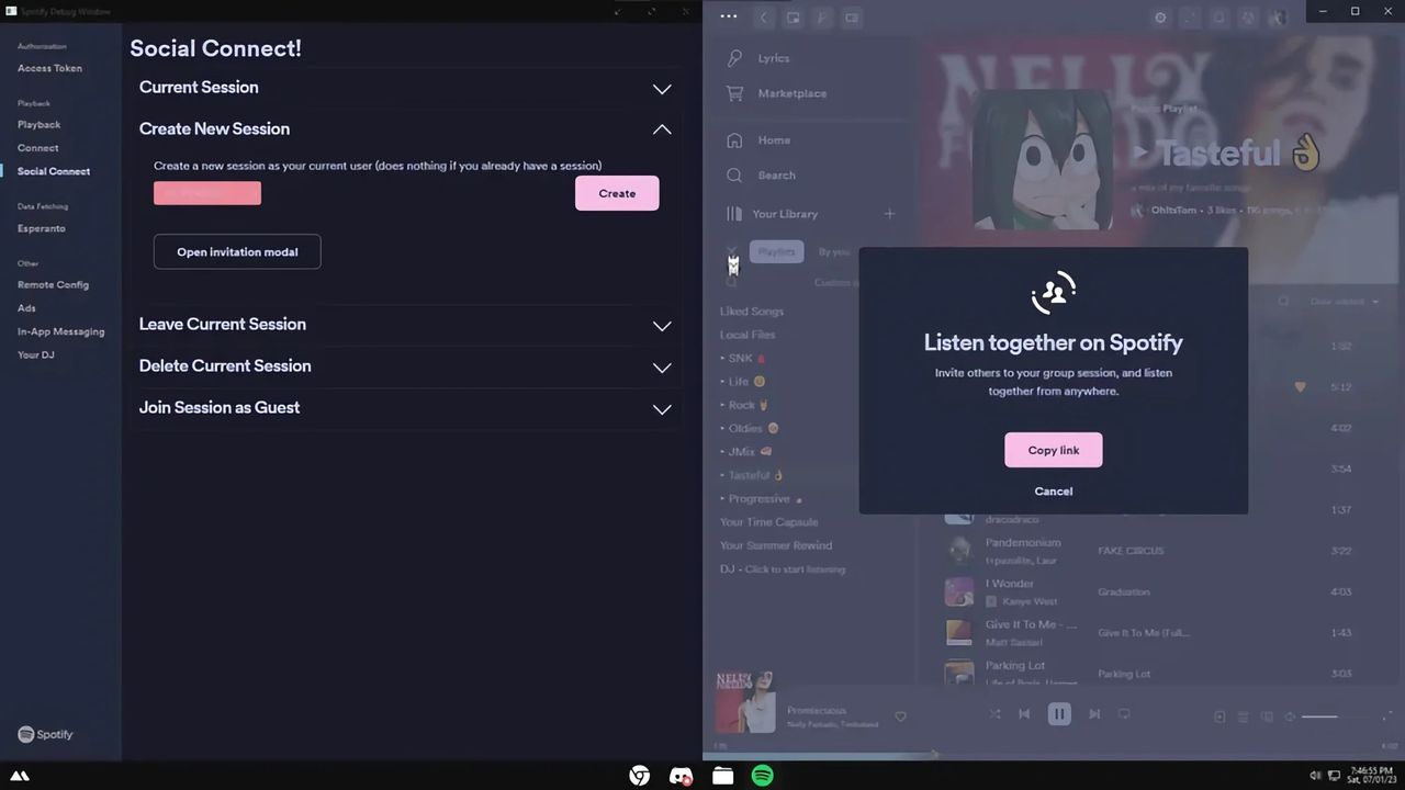 Fjärrgruppsession ska komma till Spotify på datorn