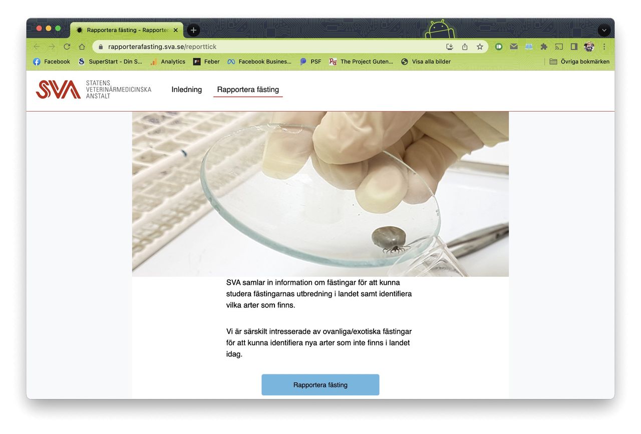 Ny tjänst har fått in över 13.000 fästingrapporter