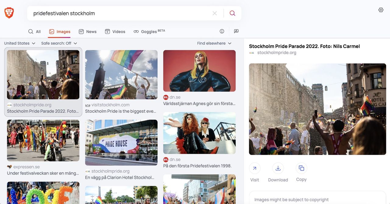Brave sökmotor har nu eget sök för bilder och video
