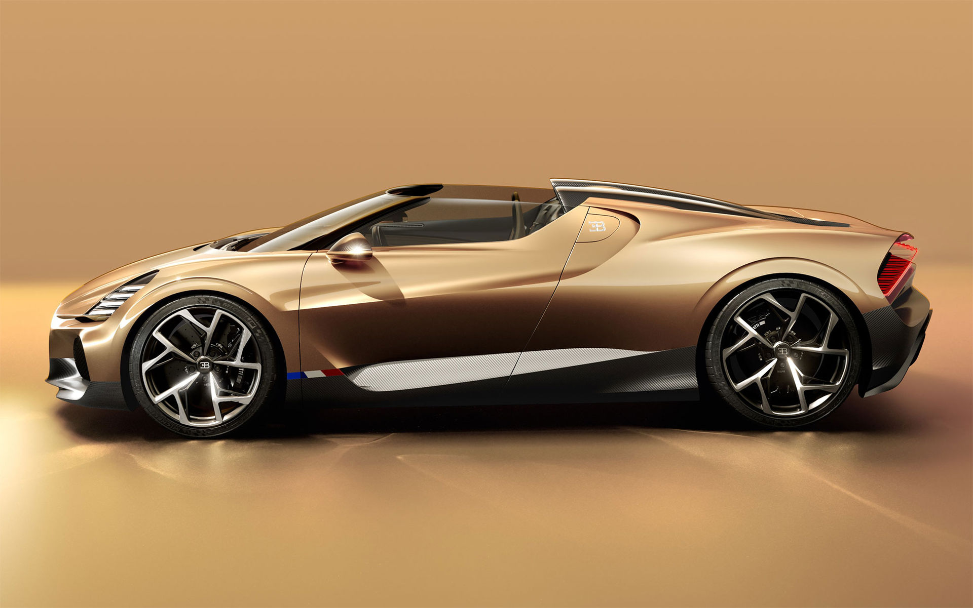 Bugatti visar W16 Mistral i guld