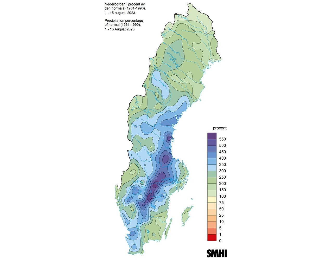 Det har regnat en hel del i Sverige i augusti