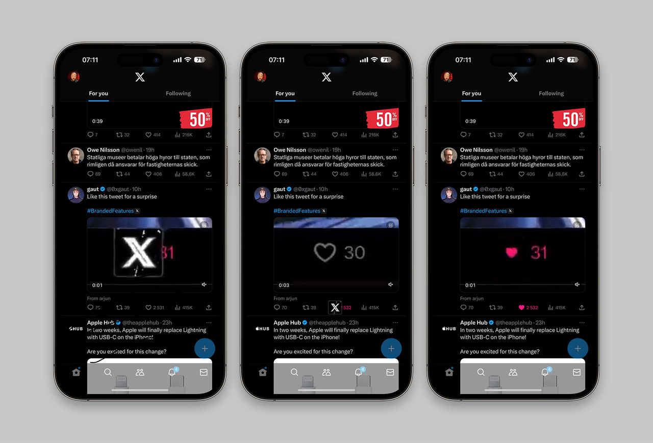 X kör lite egenreklam när man gillar tweets