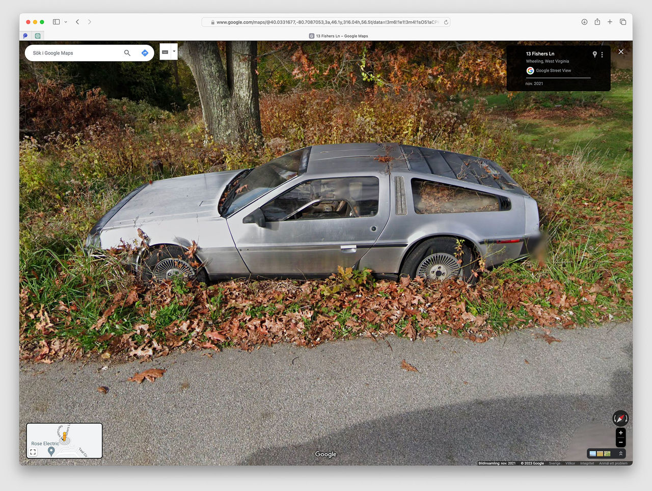 Övergiven DeLorean hittad på Google Maps