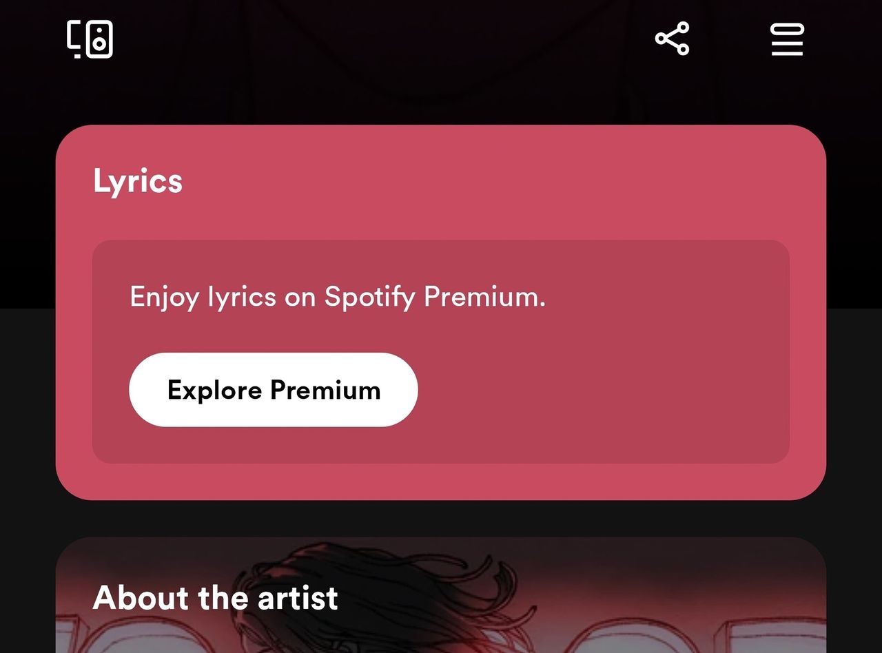 Låttexter kan bli en premiumfunktion på Spotify