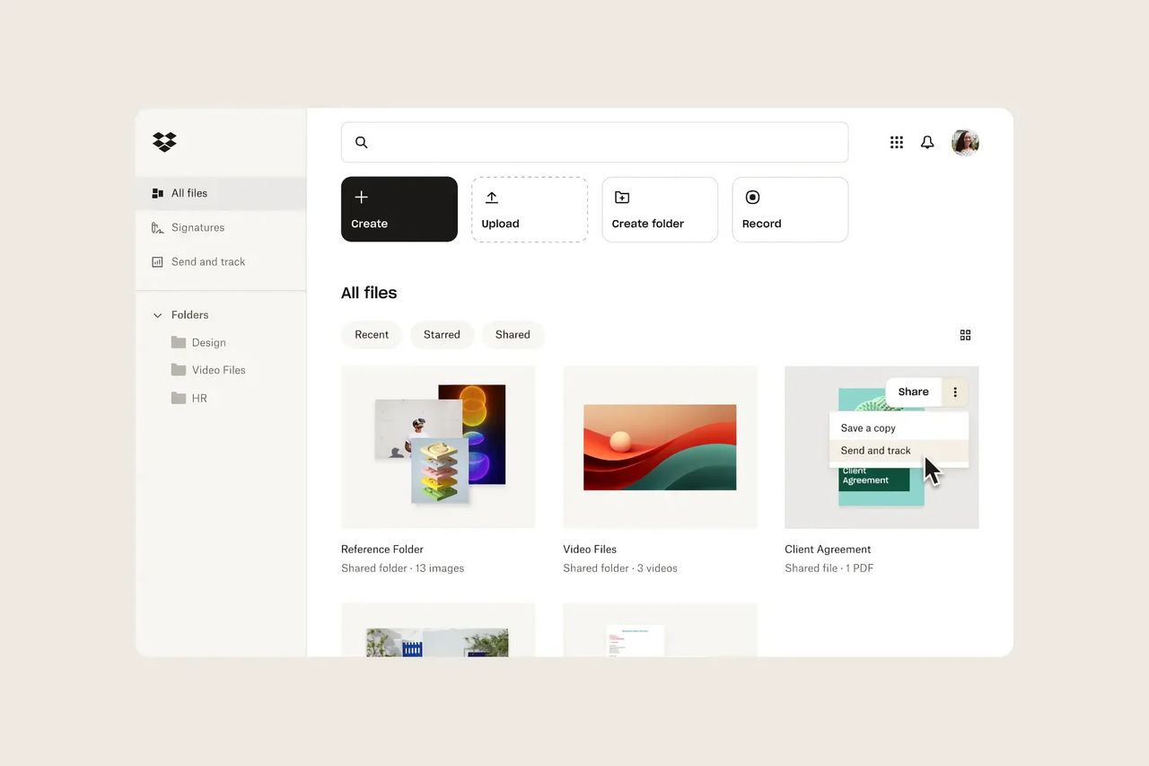 Dropbox får ny design på webben