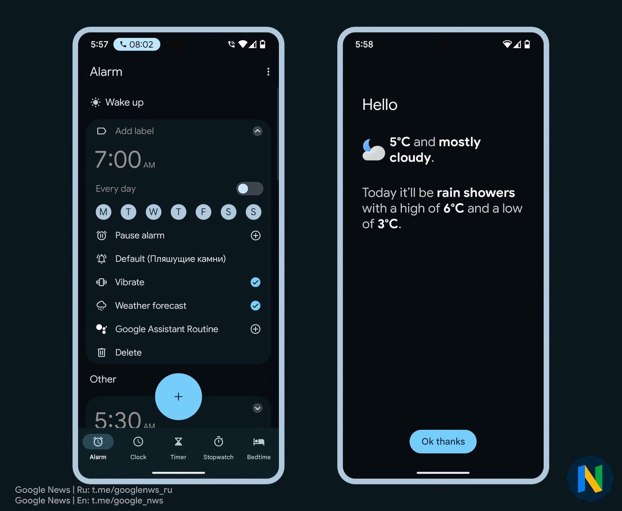 Googles klock-app får väderprognos