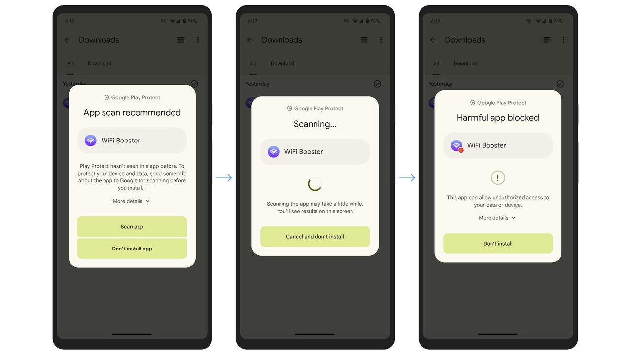 Play Protect börjar skanna appar utanför Play Store